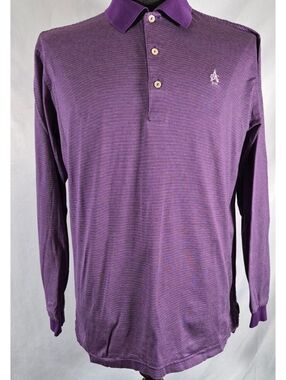Peter Millar Purple Stripe Long Sleeve Golf Polo Men’s M